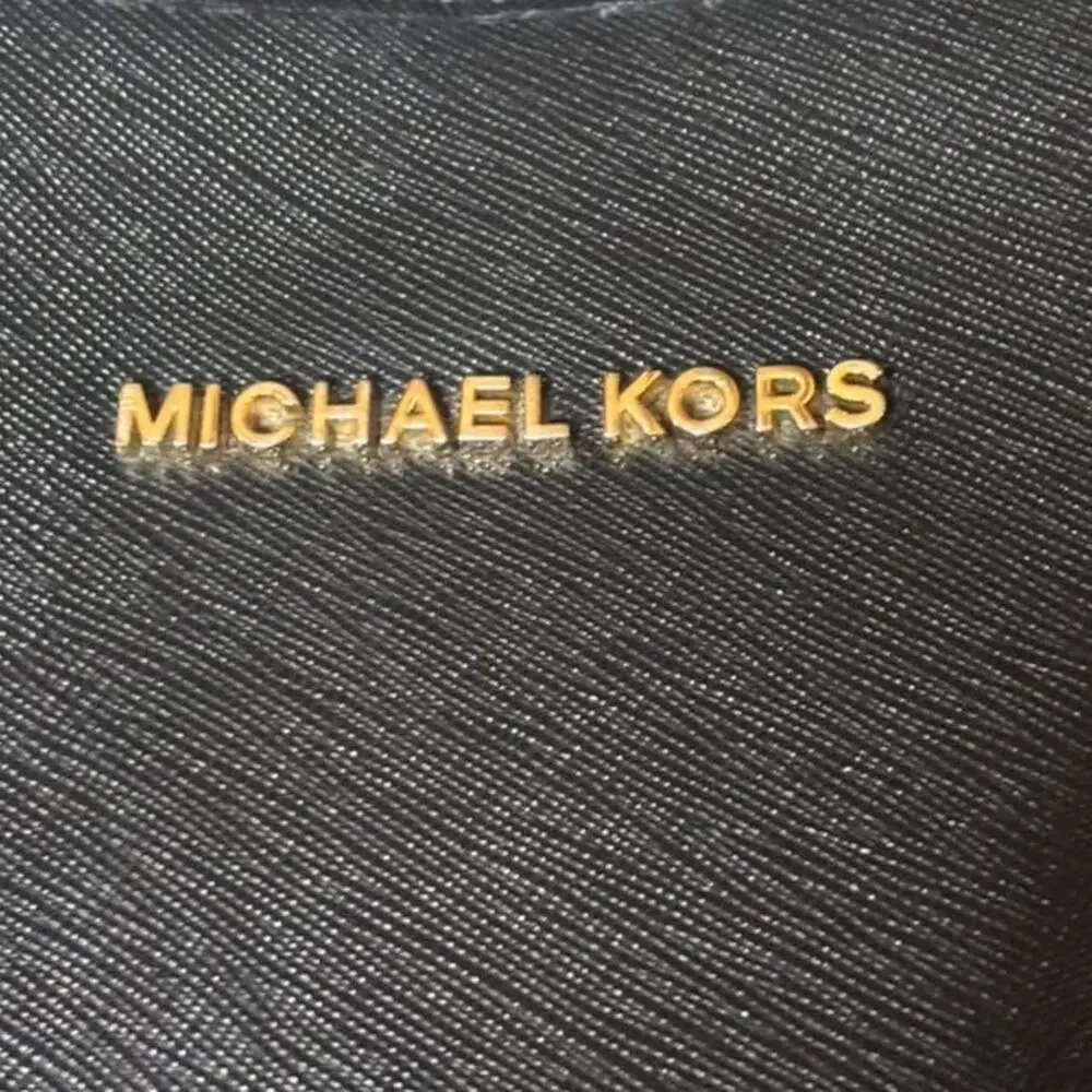 Michael Kors Jet Set Black Saffiano Leather Tote Bag Medium Shoulder Purse